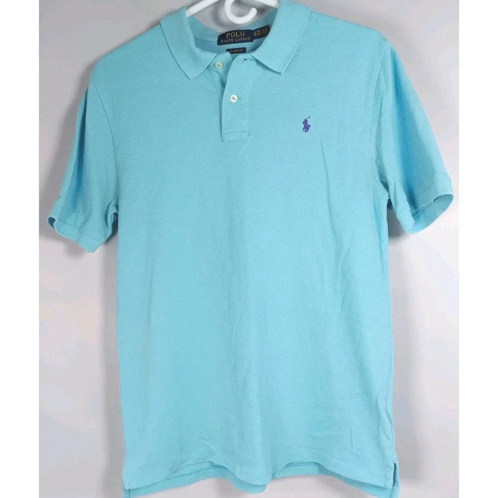 Polo Ralph Lauren Youth XL Classic Fit Shirt Collar Golf Turquoise Purple Pony